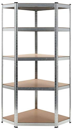Festnight Eck Steckregal Eckregal 75 x 75 x 180 cm mit 5 B?den - Max 875 kg - Kellerregal Lagerregal Schwerlastregal, Stahl und MDF