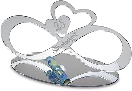 MK Schoenes Endlosschleife Silberhochzeit - 25 cm - Spiegelacryl