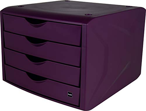 helit H6429525 - Schubladenbox „the green chameleon“, aus Recycling-Kunststoff Blauer Engel zertifiziert, bordeaux-rot, 1 Stück | Schreibtisch Organizer aus Recycling-Kunststoff, Blauer Engel zertifiziert