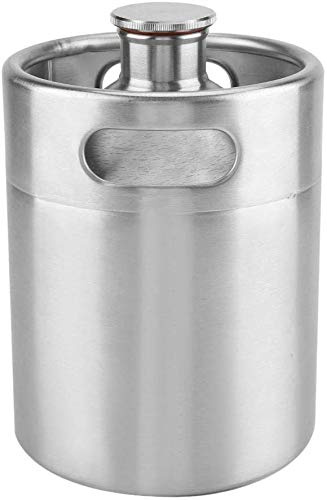 Namvo Mini Keg Style Growler rostfritt stål öl homebrew fat med spirallock bärbar öl hantverk fat för hem hotelltillbehör (2 l)
