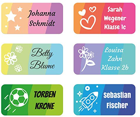 foliado® Namensaufkleber XXL Kinder bis zu 3-zeilig Etikett 60x30mm Sticker Namensetikett Schule Kita Kindergarten personalisierte Klebeetiketten wasserfest APD-004XL (40)