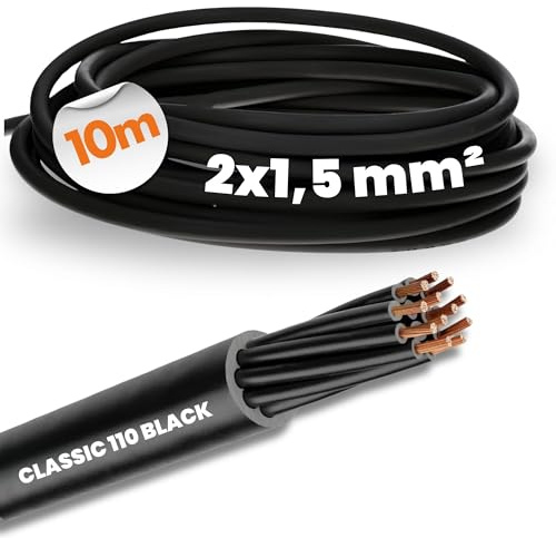 Lapp 10m Ölflex Classic 110 Black 2x1,5 mm² Steuerleitung PVC Kabel | 2-adrige Anschlussleitung, witterungsbeständig & UV-resistent, flammwidrige Meterware für Außenbereich & Maschinenbau