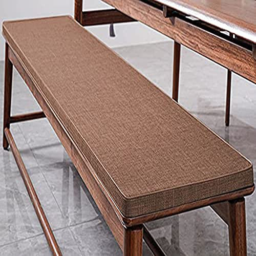 Gartenbank-Sitzpolster mit Paspel, 2-/3-/4-Sitzer, Essbank-Kissen mit rutschfesten Bändern, für Terrasse, Balkon, Erkerfenster, Küche (Braun, 180 x 40 x 3 cm)