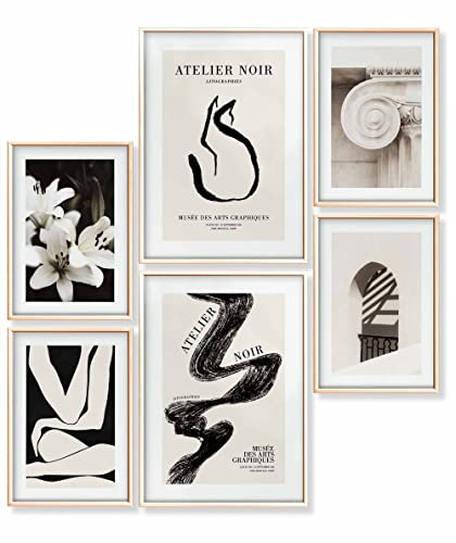 Heimlich® Premium Poster Set OHNE Bilderrahmen | 2 x DIN A3 & 4 x DIN A4 - ca. 30x42 & 21x30 | Stilvolle Poster Collagen mit passenden Bilder als Wanddeko » Atelie Architektur Blumen «