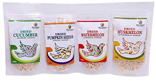 Jioo Organics Pack of Char Magaz Cucumber Pumpkin Watermelon and Muskmelon Seeds (100 Gms)