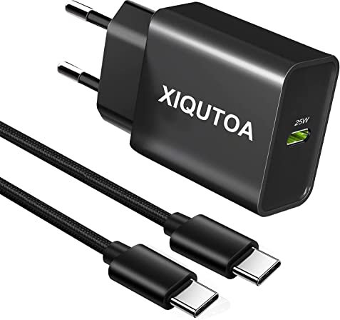 25W Caricatore per iPhone 16e 15 Samsung Galaxy A55 5G/A56 5G 36 5G A26 5G A16 A35 A25 A54 A15 A53 A23 A33/S24 S23/S22 Plus/S21 FE Galaxy A14 A13 EP-TA800N Caricabatterie Rapido,Spina Tipo C e Cavo
