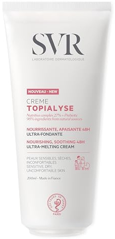 SVR - Topialyse Crème - Crème nourrissante apaisante 48H - Pour peaux sèches et sensibles - Beurre de karité, huiles végétales - 200 ml