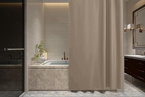 ProBytes Polyester Shower Curtain - Water Repellent Fabric,180 x 180 CM, 71 x 71 Inch, 12 Rail Hooks, Mildew Resistant, Machine Washable, Soft & Elegant Colours, Bathtub, Bathroom, Wet Room - Titanium