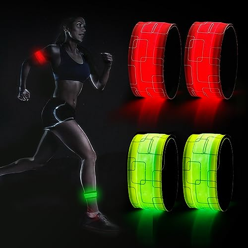 DazSpirit LED Armband, Reflective LED leucht Armbänder Lichtband | Band leuchtarmband Kinder Je nach Variante USB-aufladbar oder batteriebetrieben für Joggen Laufen Hundewandern Outdoor Sports