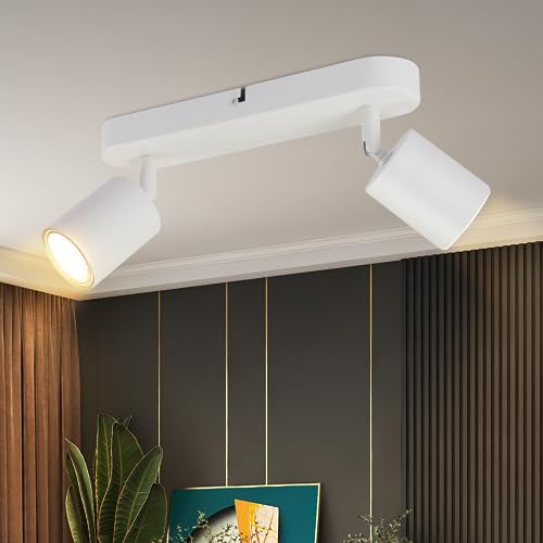 ZMH LED Deckenlampe Deckenstrahler Schwarz - Deckenspots 2 Flammig Deckenleuchte Flur GU10 Modern Flurlampe Schwenkbar Wandstrahler für Wohnzimmer Küche Schlafzimmer Esszimmer (Ohne Leuchtmittel)