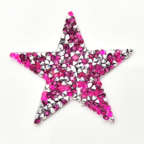 10 Stück Glitzer Sterne zum Aufbügeln Glitzer Fünfzackiger Stern Pailetten Patches Applikation Flicken Aufbügler Bügelflicken Patches Handwerk Zubehör für Jeans Jacken Kleidung Hut Nähen -lila rose