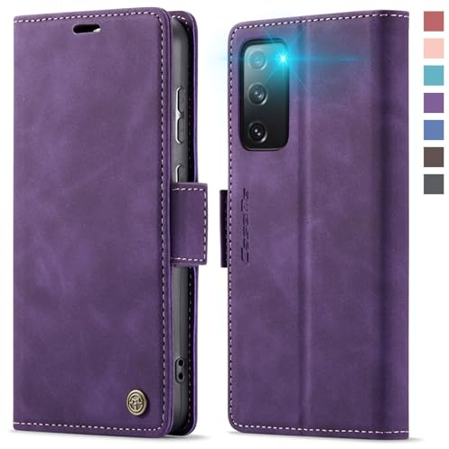 XYGLOW Handyhülle für Samsung Galaxy S20 FE Hülle Klappbar Premium PU Lederhülle Klapphülle【RFID Schutz】 Kartenfach Standfunktion Schutzhülle für Samsung S20 FE 4G/5G Flip Case Wallet Tasche, Lila
