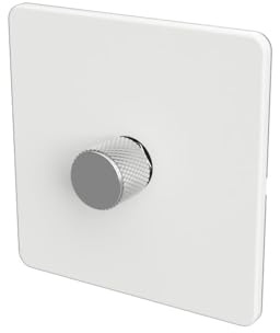 SAMOTECH Zigbee Dimmer Switch (Plastic faceplate/Metal knob) - No neutral wire required, compatible with Home Assistant and many other Zigbee-based platforms - White/Silver 1-Gang Zigbee Dimmer