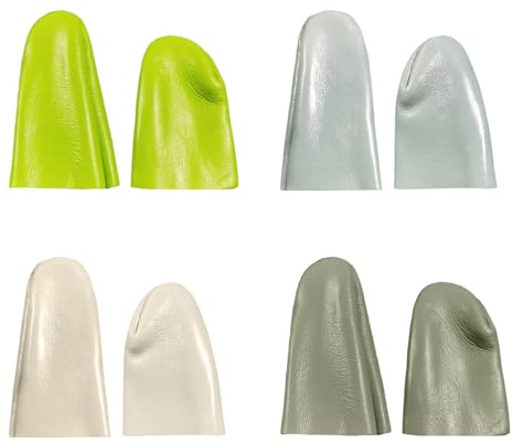 HDGSAFD 4 Paar Näh-Fingerhut-Fingerlinge, Schützende Finger-Fingerlinge, Leder-Finger-Set, Nähnadel-Bastelzubehör, DIY-Nähwerkzeuge