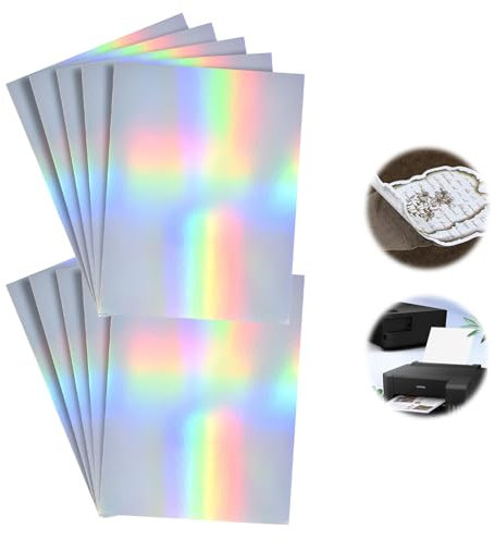 10 Blatt Bedruckbare Klebefolie, Sticker Papier Zum Bedrucken, A4 Selbstklebende Folien, Bedruckbare Klebefolie Transparent, Druckerpapier Wasserfest, für Tintenstrahldrucker Laserdrucker