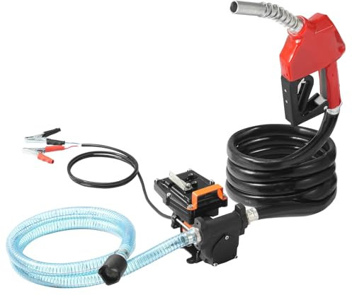 VEVOR Pompe Transfert Carburant Électrique Portable 12 V CC 15 GPM 56 L/min 1/4 CV Buse de Carburant Arrêt Automatique, Long Tuyau Entrée et Sortie, pour Mélange d'Essence, Diesel, Kérosène, Méthanol