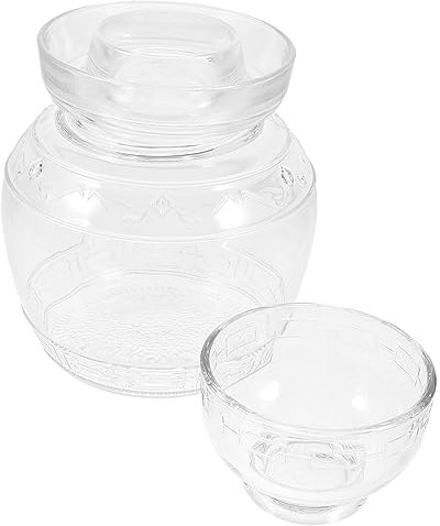 SECFOU Glass Pickle Jar Lid 3lbs Fermentation Container Kitchen Storage Sealed Food Canister for Household Use