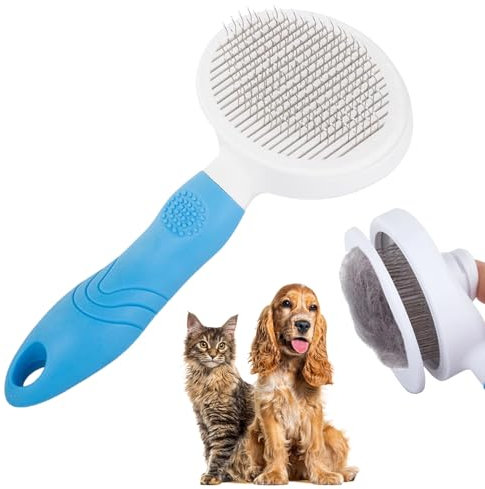 Bürste für Katzen und Hunde - Selbstreinigendes, Ergonomisches und Leichtes Zubehör für Katze und Hund. Hundebürste, Katzenbürste - Geeignet für Langhaar und Kurzhaar-Tierhaare ideal zur Fellpflege