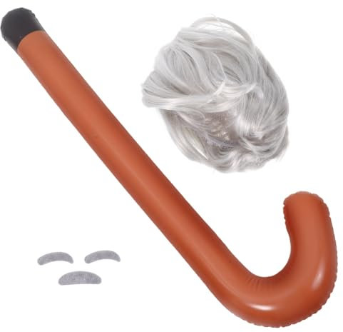 Ipetboom 1satz Halloween Cosplay Mit Vintage Perücke Bart Aufblasbarem Spazierstock Und Nostalgischem Kopfschmuck Für Kostümpartys Und Rollenspiele