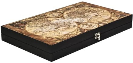 Chessgammon Backgammon-Set aus Kunstleder, Atlas-Design, 4 Spieler, ab 8 Jahren, 58 cm