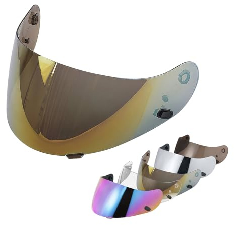 Visiere Casque Moto pour HJ-09 CL-15 CL-17 CL-16 CL-SP AC-12 FS-10 CS-R1 IS-16 CS-R2,Remplacement de Visière de Lentille de Casque de Bouclier de Vent de Moto pour Le Casque intégral (Or)