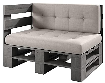 Lermowood Palettenmöbel Mp Eckbank 100 x 80 x 30 cm Grau | Europaletten Indoor und Outdoor Lounge Gartenmöbel Holz Gartenmöbel Set Lounge Möbel Terrasse Balkon Loft Stil Paletten