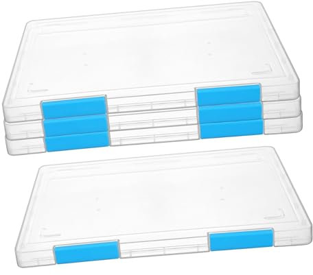 Boîte de Rangement A4 Transparente avec Couvercle, Lot de 4 en Plastique