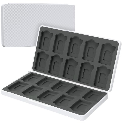 20 Slots Étui de Cartes de Jeu pour Nintendo Switch et Micro SDBlanc | Klipdasse Boîte de Rangement Compact avec Fermeture Magnétique, Doublure Silicone Souple pour Switch 2/1/Lite/OLED