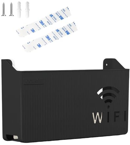 Mensola WiFi Router a Parete Scatola Router WiFi da Muro di Immagazzinaggio Porta wifis da Parete TV set-top Box Scatola Decorativa Ripiano,per Riporre Cavi e Routers (Nero) (Bianco)