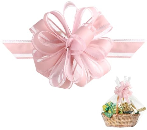 Jaarssho 12 Stück Geschenkschleife Groß, 11 cm Schleifen,Ziehschleife,Geschenkschleife für Geschenktüten,Geschenkkörbe,Große Pull Bow für Basteln,Verpacken,Geburtstag,Weihnachten,Hochzeit(Rosa)