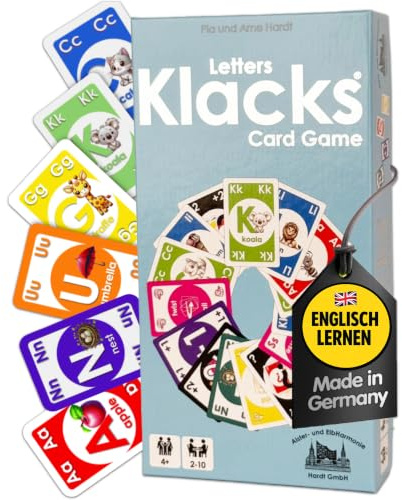 Letters Klacks | Englisch lernen für Kinder ab 4 Jahren | Alphabet Kartenspiel & Lernspiel | Spielerisch erste englische Wörter lernen | Spiel für Vorschule, Grundschule & Familie