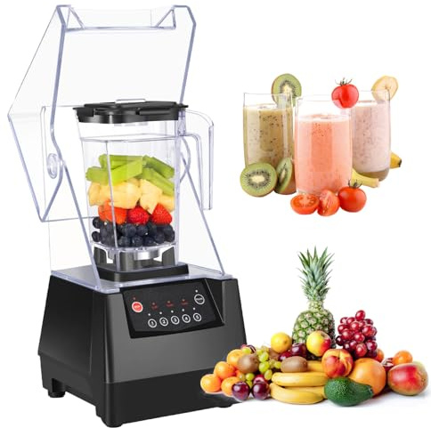 ZXINXIN Mélangeur de comptoir Professionnel avec Couvercle insonorisé 2 L et boîtier Acoustique Silencieux pour Smoothies commerciaux 200 W Shakes, mixeur Fruits Aliments, Presse-Agrumes au Lait soja