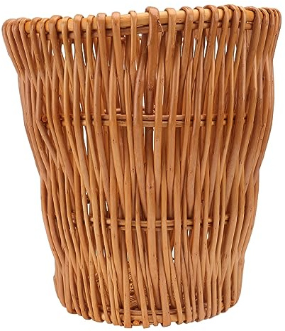 ERINGOGO Poubelle En Osier Tressé Naturelle Compacte 25x28 Cm Panier à Déchets Léger Polyvalent Pour Salle De Bain Et Bureau