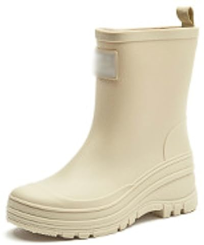 ZZTWER Bottes de Pluie mi-Mollet for Femmes, imperméables, Semelle épaisse en PVC, antidérapantes, idéales for Le Camping et Le Travail Bottes de Pluie(Beige,39 EU)
