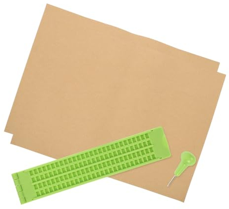 BEBEMOKO Tavoletta Braille Plastica Linee con Punteruolo Esercizio Tavoletta Scrittura Braille per Non Vedenti e Resistente