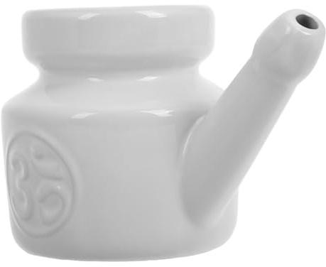 Limpiador Nasal Adulto de Cerámica 350ml, Blanco, Lavado Nasal | Riego Manual, Neti de Cerámica Elegante, Uso en Yoga y Cambios Estacionales