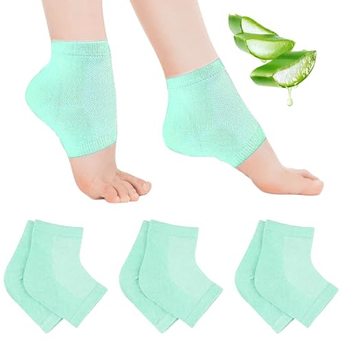 3 Pares De Calcetines Para El Talón, Tacón Transpirable Reutilizable Calcetines De Algodón Para Mujeres Y Hombres, Para El Talón Seca y Agrietada, Protector Pies Día Noche Cuidado Piel