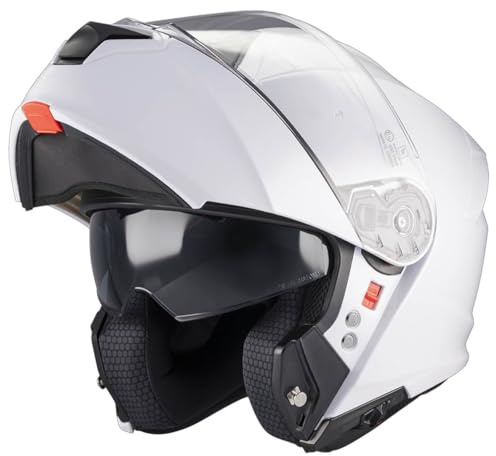 MT Genesis SV Pure Designed Blanco - Casco de Moto Modular Abatible con Visor Solar - Helmets Unisex Hombre y Mujer - Homologado P/J ECE 22.06