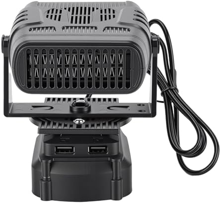 VELATEMOR Cordless Space Heater Suitable, 2 Gears Quiet, Small Space Heater with Dual USB Ports for Car Tent Workshop Use