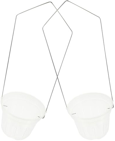 CALLARON 2 Vasi Appesi per Orchidee, Plastica e Ferro, Bianco, Design Semplice per Ufficio e Studio