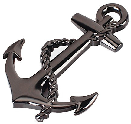 Garage-SixtySix Anker Schwarzchrom Metall Aufkleber Emblem Sticker
