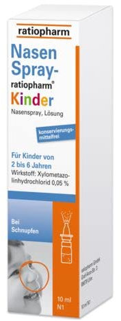 Nasenspray Kinder, Wirkstoff: Xylometazolinhydrochlorid, zur Abschwellung der Nasenschleimhaut bei Schnupfen, Spar-Set 10x10ml
