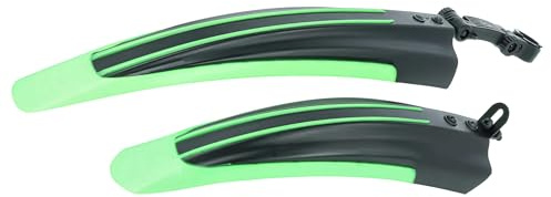 vhbw Set de gardes Boue à Monter pour Roue Avant/arrière pour Toutes Les Roues de VTT - Noir/Vert Plastique