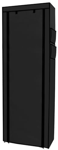 INTIRILIFE Faltschrank 170x58x28 cm in Raben SCHWARZ - mit Reißverschluss Stoffschrank Kleiderschrank Schuhregal mit 9 Ablagefächern - Camping Steckschrank Textil Garderobe
