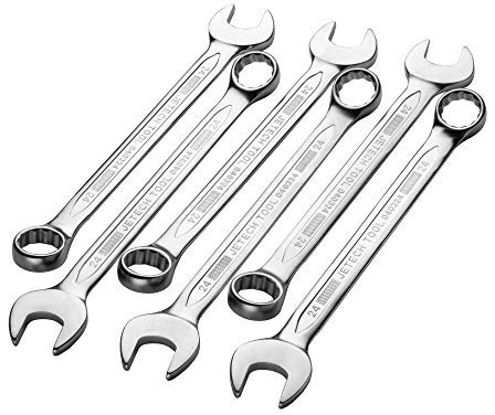 Jetech Ringmaulschlüssel, 24 mm, Industriequalität, 12-Kant-Design, 15-Grad-gekröpft, aus robustem Chrom-Vanadium-Stahl in sandgestrahlter Oberfläche, geschmiedet, wärmebehandelt, 6 Stück