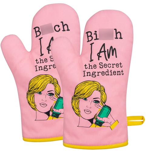 Miracu Gant de cuisine amusant, accessoires de cuisine roses, cadeaux de pâtisserie pour femme, cadeau de pendaison de crémaillère, cadeau de Saint-Valentin, d'anniversaire, pendaison de crémaillère
