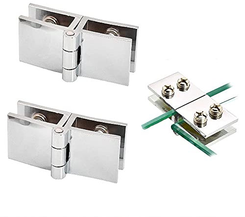 2 Stücke Glas Scharnier, Glastürscharniere, Clip Scharnier, Zinklegierung Tür-Scharnier für 6-8mm Badezimmer-Glastür, Schranktür, Weinschrank Vitrine Tür (180 Grad)
