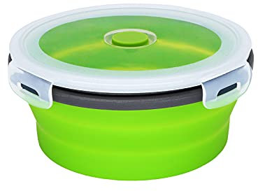 NA Portable Camping Bowl, Portable Silicone Bowl Green Collapsible Bowl Camping Silicone Camping Bowl with Lid for Travel Camping Hiking, Portable Picnic Storage Bowl for Kitchen, 800ML