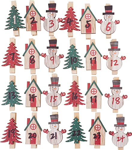 VBS Adventszahlen Tammo 24 Stk Adventskalender-Zahlen Holz Breite 0.7 cm Länge 4.8 cm für Advent Deko