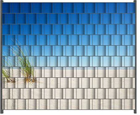 Wallario Zaun Sichtschutz Windschutz für EIN- und Doppelstabmattenzäune in der Größe Breite 2,50m x Höhe 2,00m, Motiv: Sandstrand unter blauem Himmel